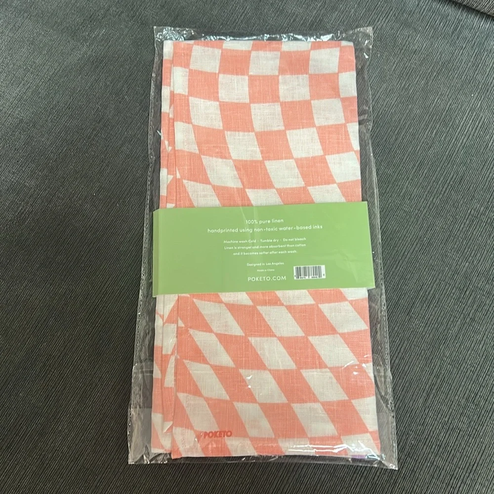 Poketo Checkered Linen Tea Towels Set of 2